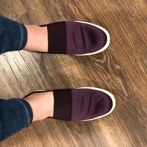 Vince Aubergine Satin Sneakers